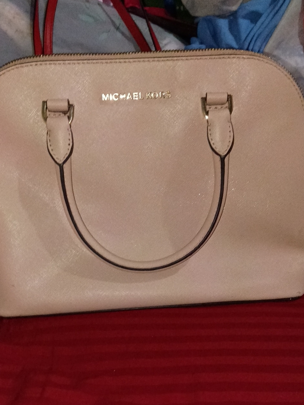 Michael Kors Blush Saffiano Leather Satchel with Gold Hardware